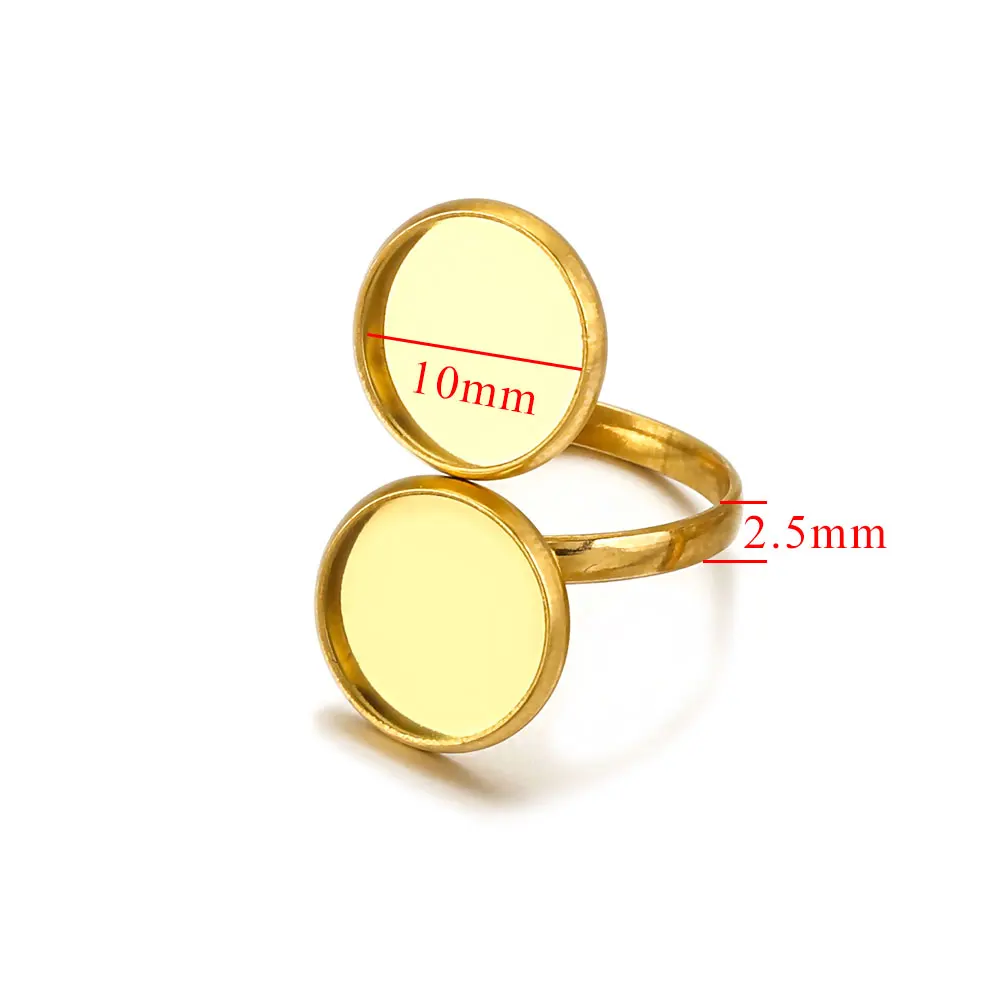 10 Stück Edelstahl vergoldet PVD Ring Einstellungen Cabochon Blanko Basen Sternform DIY Schmuckherstellung Material Teile Großhandel – Detail 11