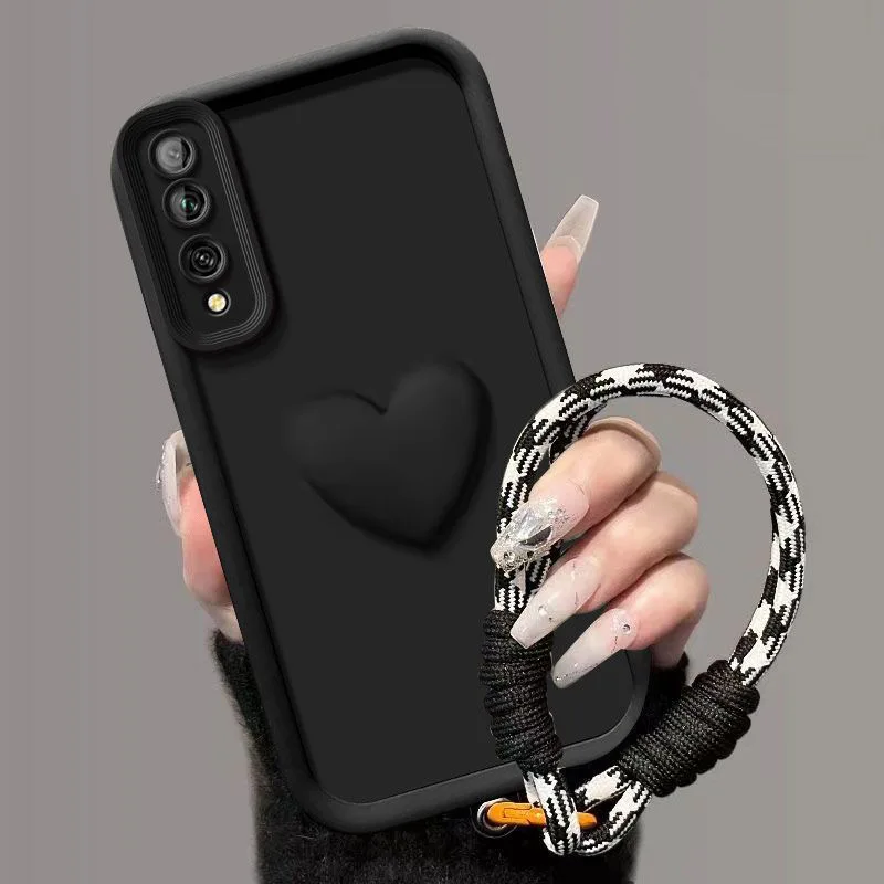 Matte Love Heart Hand Strap Phone Case - Full Package Cover