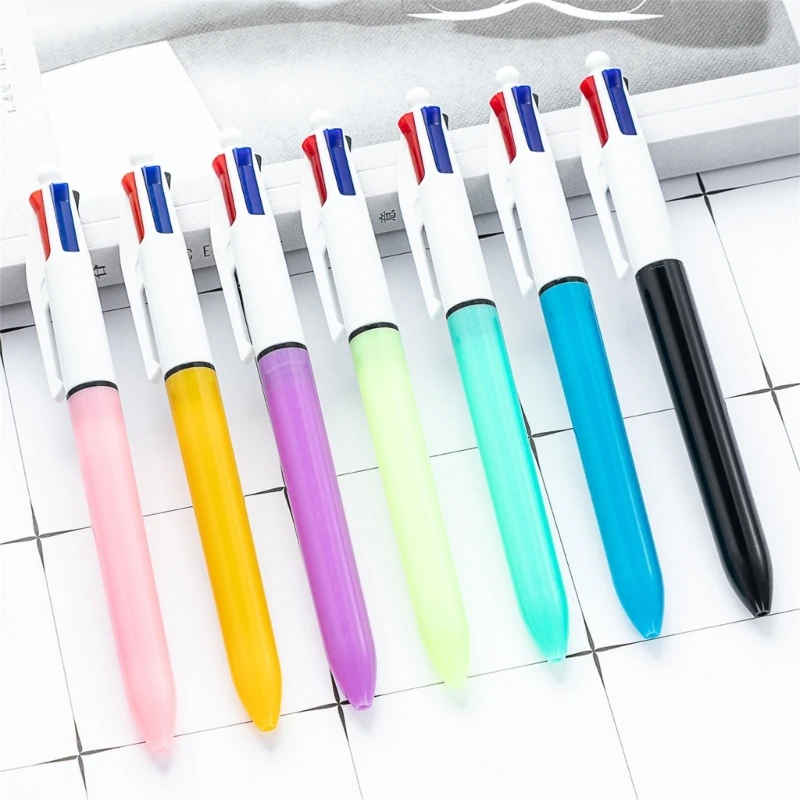 4-in-1 Retractable Ballpoint Pens 4 Colors Shuttle Pens Multicoloured Pens Office School Supplies for Smooth Writing K1KF 6