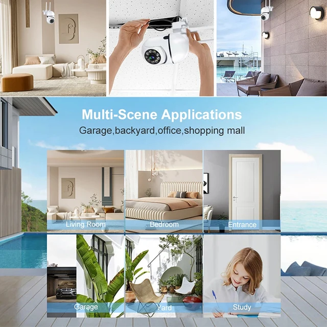 8MP Wifi IP Outdoor Wireless Security Surveillance PTZ Camera 4X Zoom Cameras AI Human Tracking Two-way Audio HD Night Color Cam 2