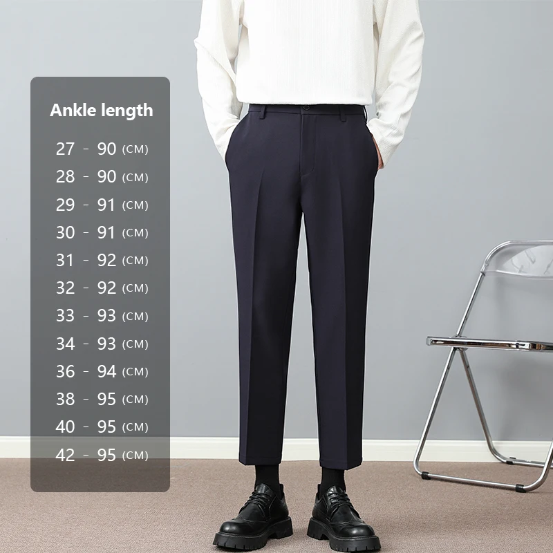 Brand Clothing Spring Formal Ankle Length Pants Men Business Elastic Waist Suit Pant Korean Trousers Plus Size 27 40 42 3