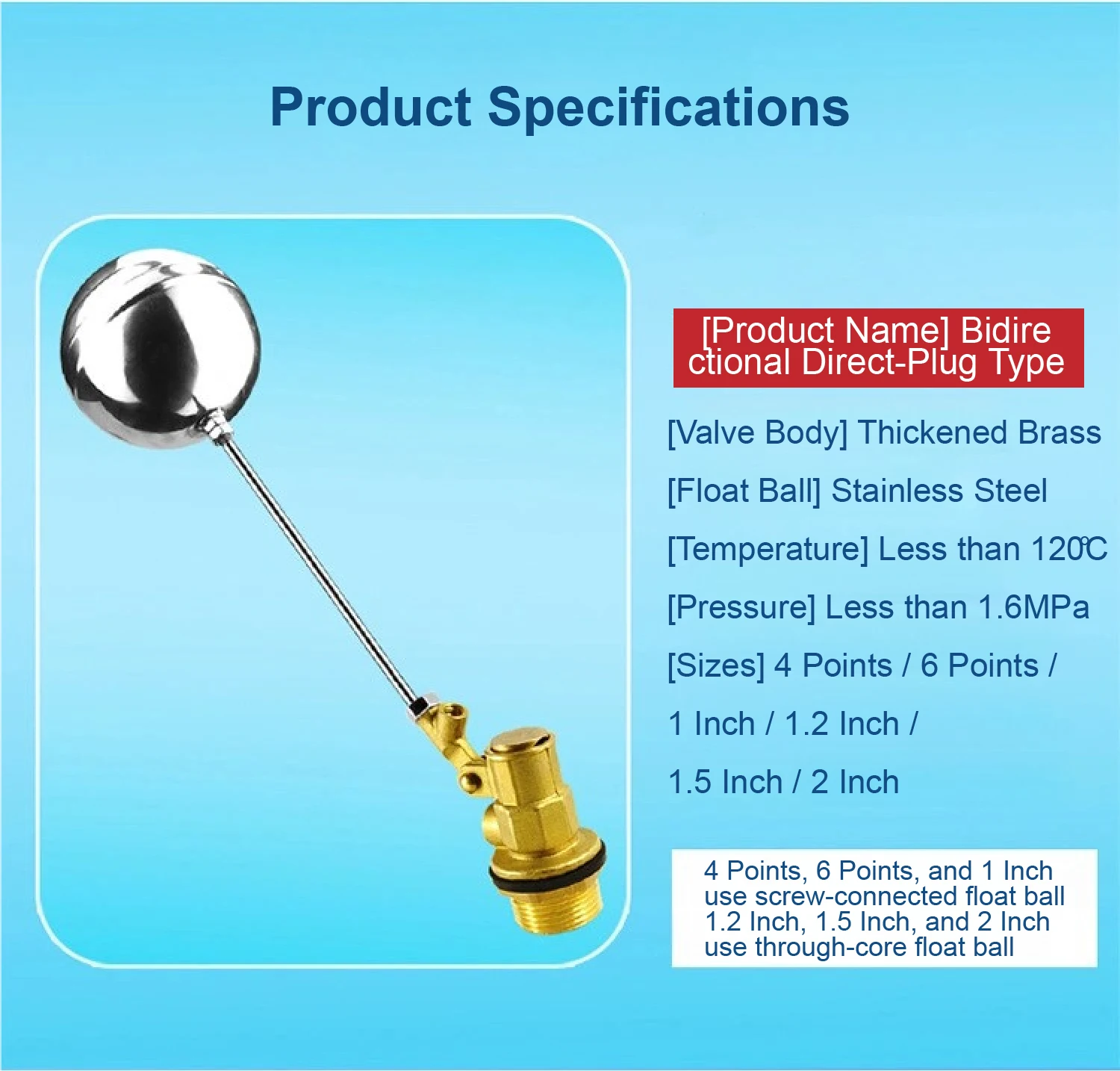 Automatic SS Float Valve 1/2 3/4 1 Inch Adjustable Water Level Control Valve Bid