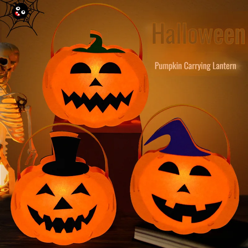 Halloween portable luminous pumpkin lantern material package kindergarten decoration pumpkin lantern
