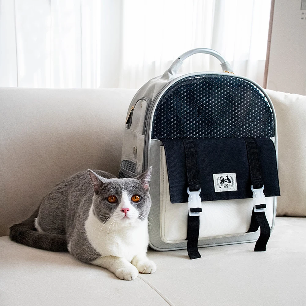 thumbnail image 1 of Bolsa de transporte para mascotas, bolsa para gatos, mochila para mascotas, bolsa de transporte para exteriores para gatos, bolso de hombro doble, bolsas de viaje transpirables para cachorros, suminis, 1 of 5