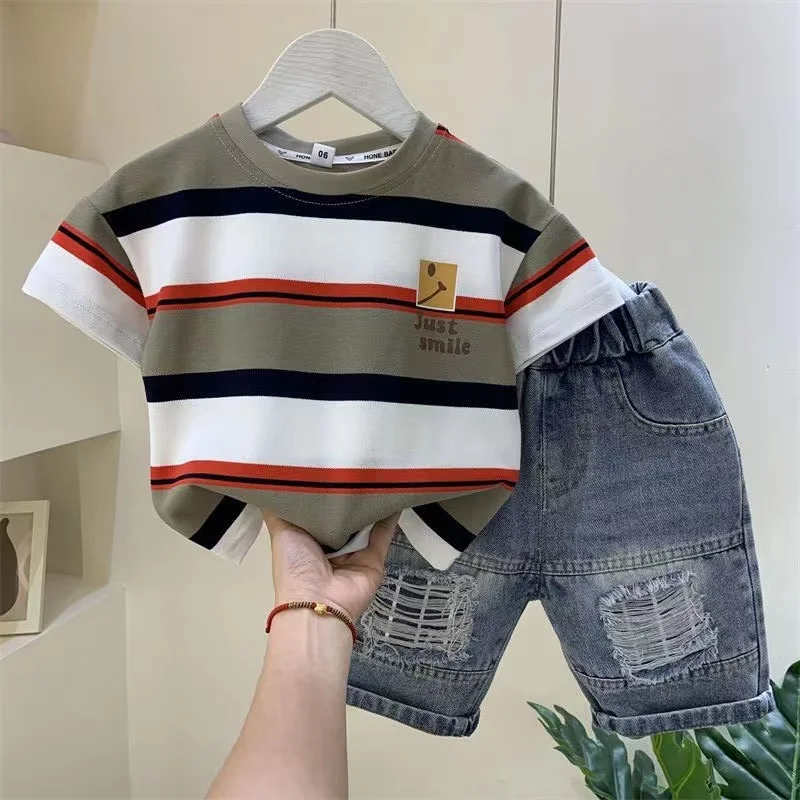 Boys' Summer Cotton Shirt & Shorts Set 1