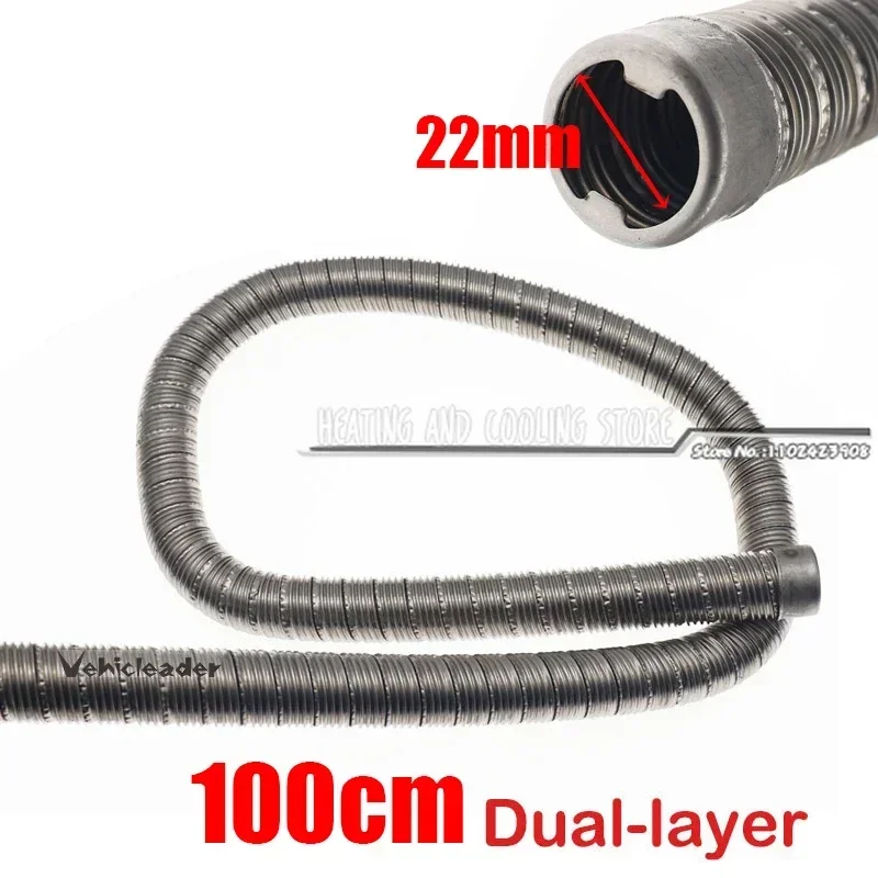 Diesel Heater Exhaust Pipe 60-300cm 22mm Double Layer Stainless Steel Tube Gas Vent Hose For Car Caravan Camper