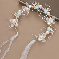 Headband And Wrist flower Pearl Crystal Corsage Bridesmaid Children Hand Flowers Marriage Beautiful Bride Wedding Accessories 6