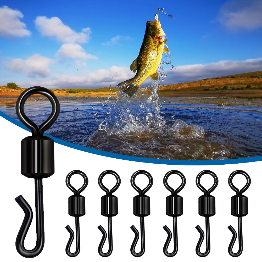 25/50/100 Pcs Bearing Swivel Fishing Connector Qshaped Quick Change