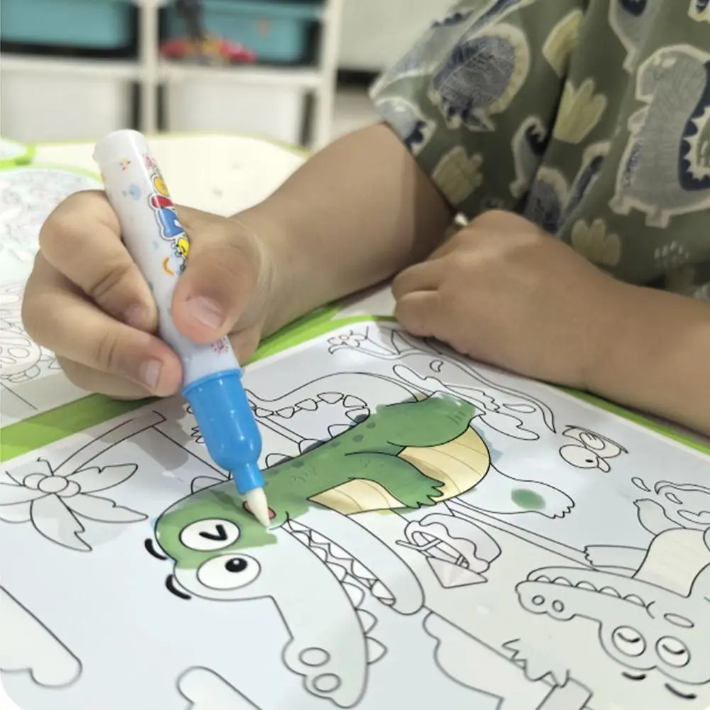 Libro magico per disegnare con l'acqua, blocco da colorare riutilizzabile, lavagna per pittura fai da te, regalo educativo per bambini - immagine 3
