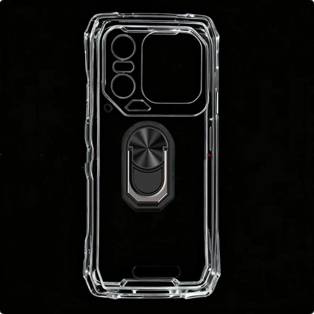 Blackview Xplore 1 Back Finger Ring Soft TPU Silicone Phone Case with Walkie Talkie Bracket