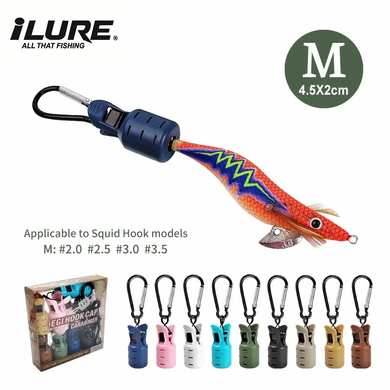 Kit de protection 9 pièces pour leurres calmar - Capuchons protecteurs avec mousquetons pour pêche en mer