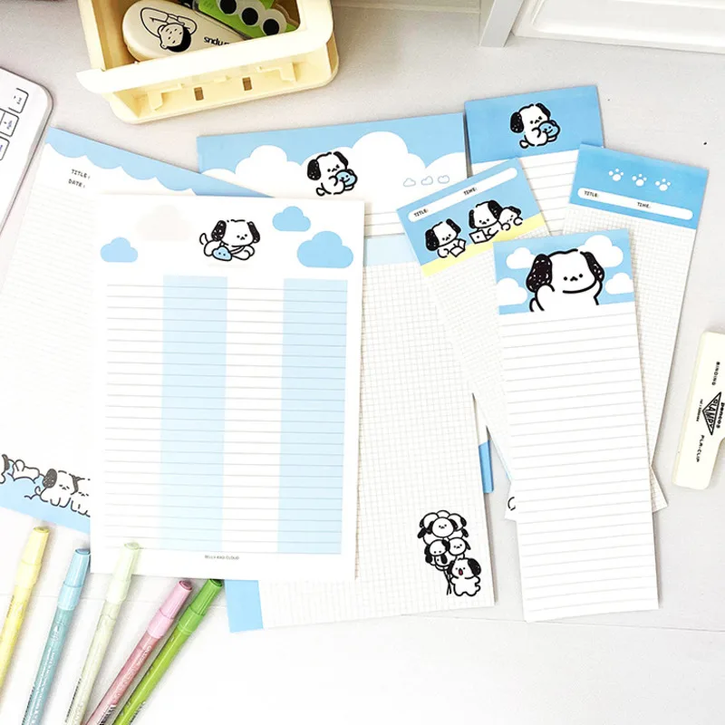 

Cartoon Cute Puppy Memo Pad Half B5 Blue Sky White Clouds Kawaii Notebook Student Learning Notes School Stationery 30 Sheets