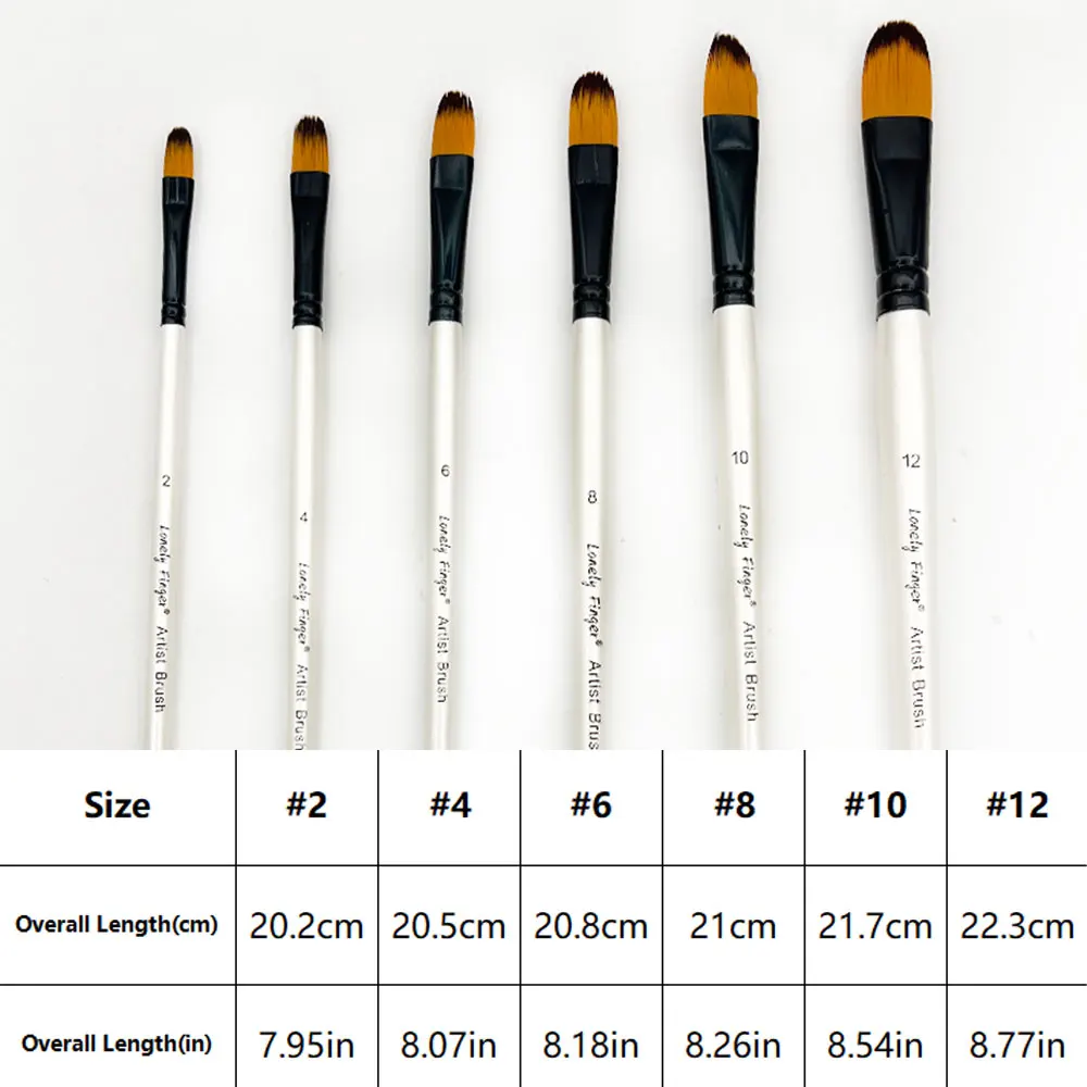 Filbert Paint Brushes Set, 6Pcs Artist Paintbrushes for Acrylic Oil Watercolor Gouache Painting, Premium Nylon Art Paint Brush 2