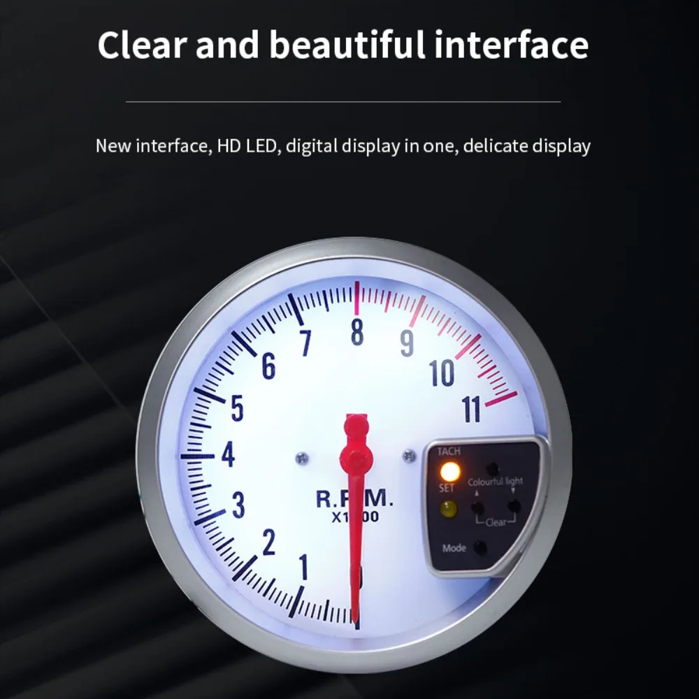 5 Inch Tachometer 11000 RPM Racing Car Gauge LED Display For 1-8 Cylinder Engine 12V Vehicles High-Performance Tacho Meter engine tachometer,tachometer gauge,tachometer meter