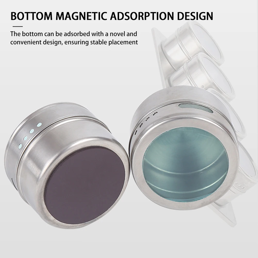 Spice Tin Box With Magnetic Base Leakproof Rustproof Multifunctional Magnetic Spice Jars For Papper Chili Powder