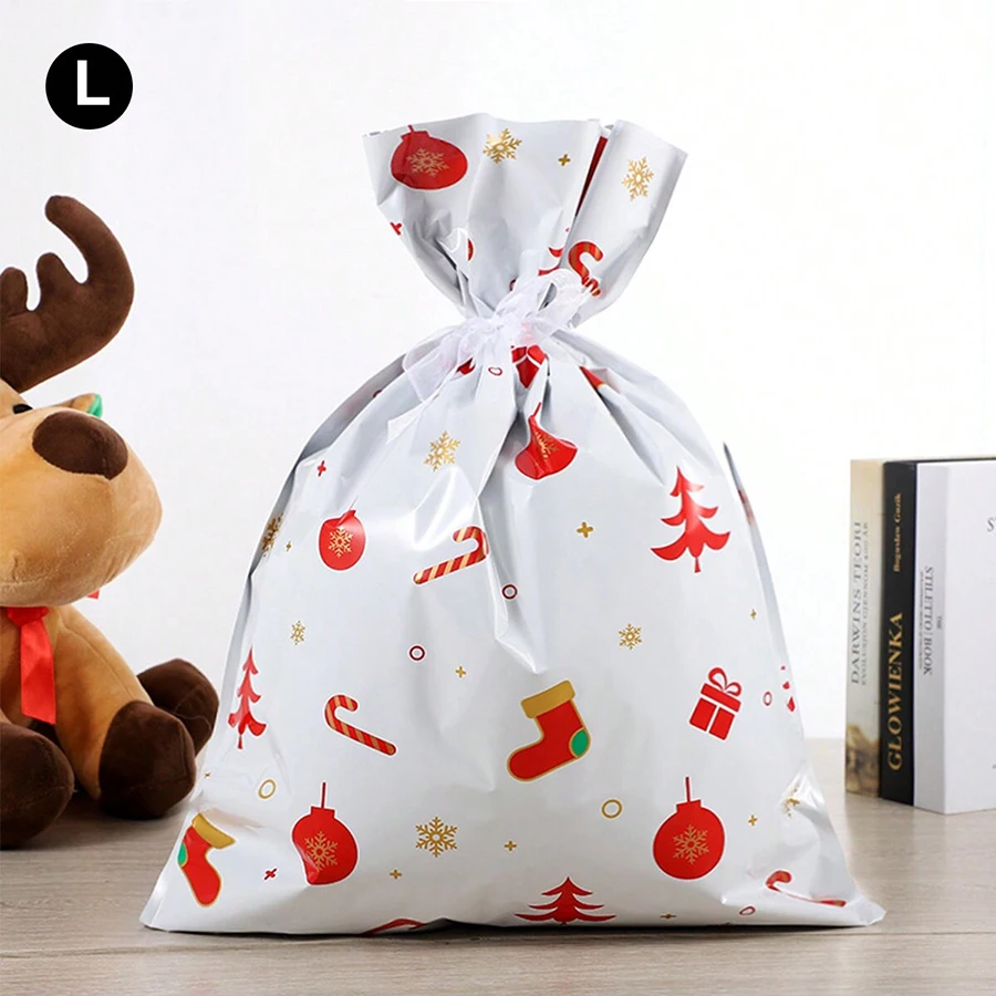 5 Stück Weihnachtsthema Geschenkverpackungsbeutel PE Metarial Große Mesh-Aufbewahrungstasche Festvial Weihnachtsdekoration Kleines Geschenk Goodie Bag – Detail 6