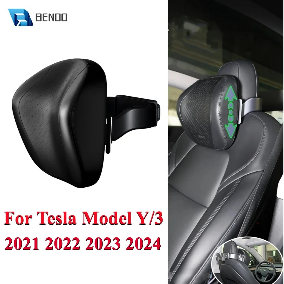 For Tesla Model Y Model 3 Multifunction Adjustable Car Neck Pillow Premium  Vehicle Head Rest Support Headrest with Phone Holder - AliExpress