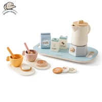 Wooden Afternoon Coffee/Tea Set Toy NO Bpa Pretend Play Food Learning Role Play Game Early Educational Toy for Toddlers Kid Gift 1