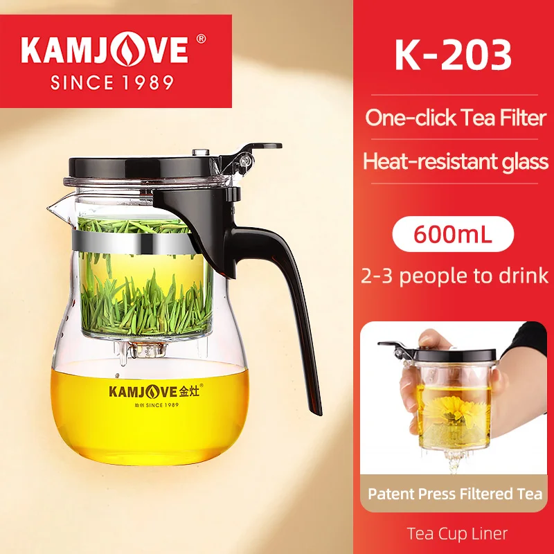Elegant Glass Teapot with One-Button Infuser and Auto-Open Lid