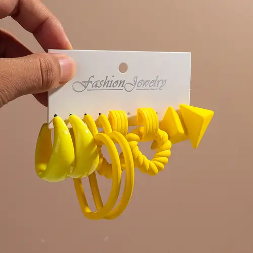 New 8pcs Colorful Circle Acrylic Hoop Earring for Women Korean Fashion Geometric Chain Drop Earrings Vintage Jewelry Sets Gifts - Image 13