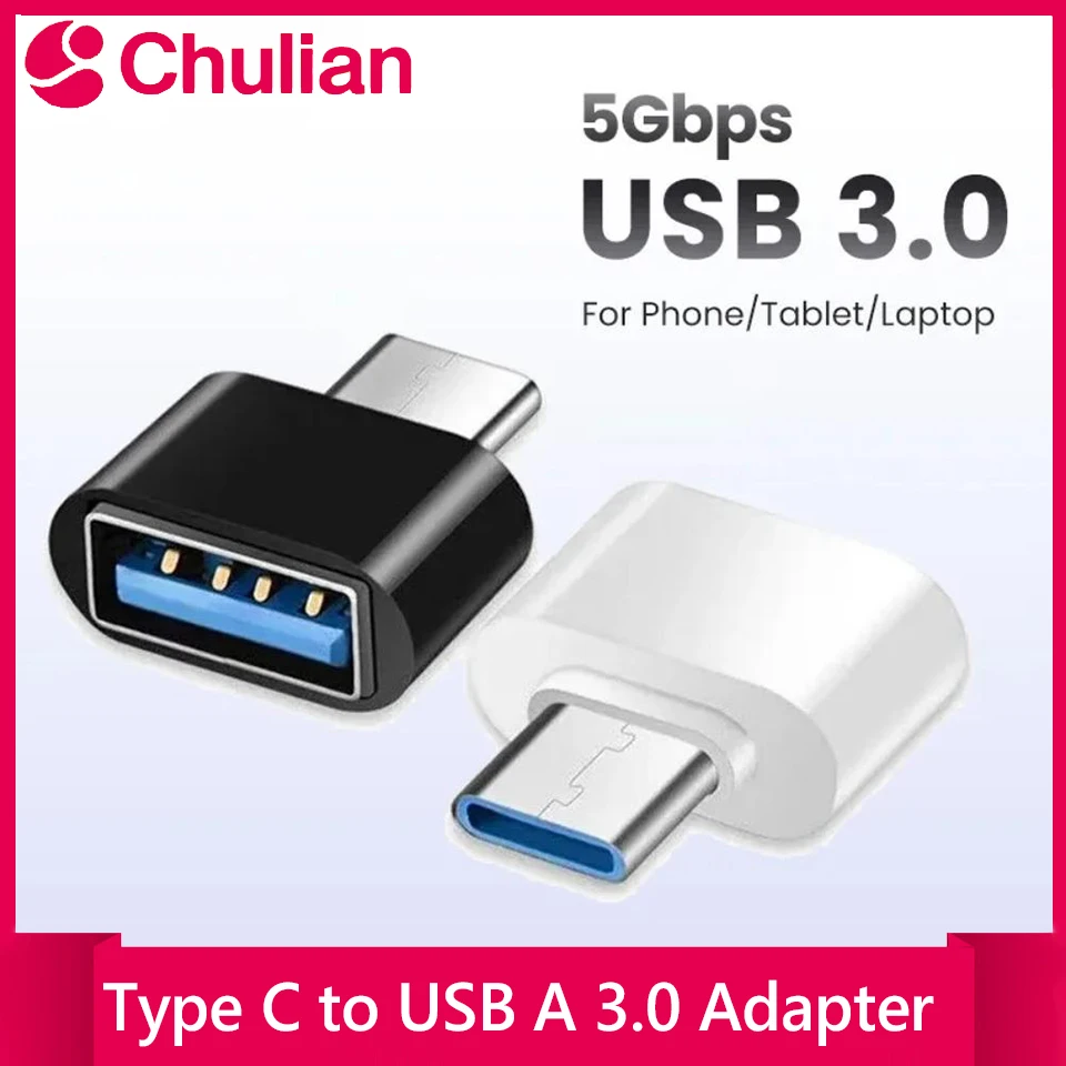 Adaptador Mini Type-C para USB 3.0 OTG Conector de Dados Masculino para Feminino para MacBook Pro, iPad Mini 6, MacBook Air e Outros Dispositivos Type C