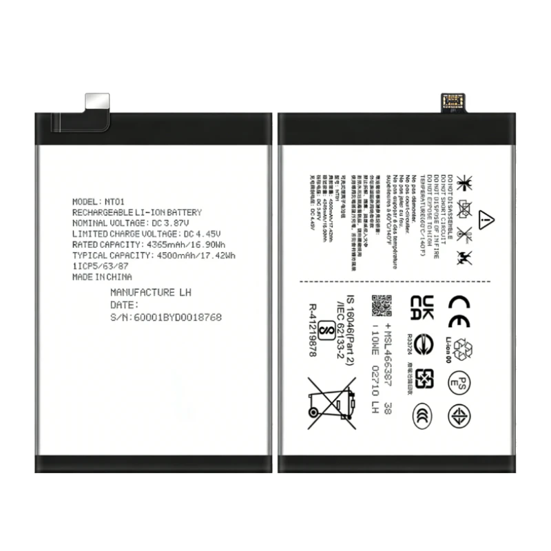 NT01 for Nothing Phone 1 One High-Capacity Replacement 3.87V 4500mAh Mobile Phon