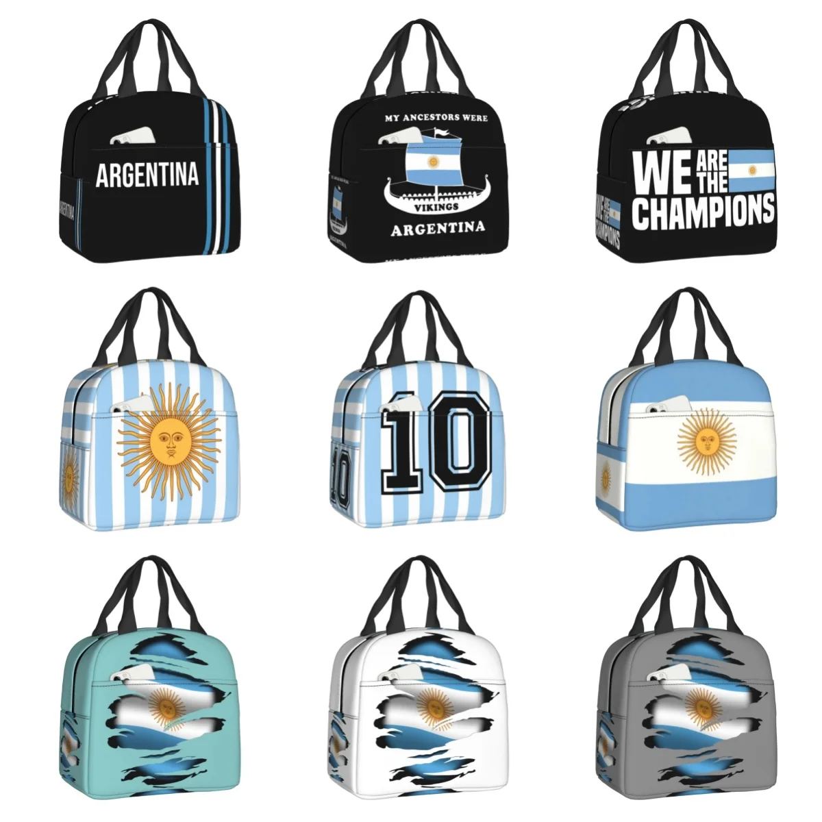 

Argentina Flag Lunch Bag For Women Portable Thermal Insulated Argentine Football Gift Lunch Box Picnic Multifunction Food Tote