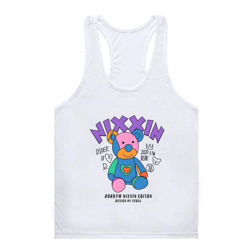 

Футболка мужская летняя хлопковая, модная тенниска с милым медведем, Удобная майка для спортзала в стиле хип-хоп, t-sh