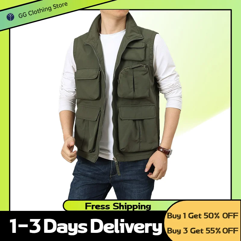 

Male Vest Jackets Man Work Men Men's Motorcyclist Coat Sleeveless Vests Fishing Motorcycle Tactical Military Biker Oversize Mens