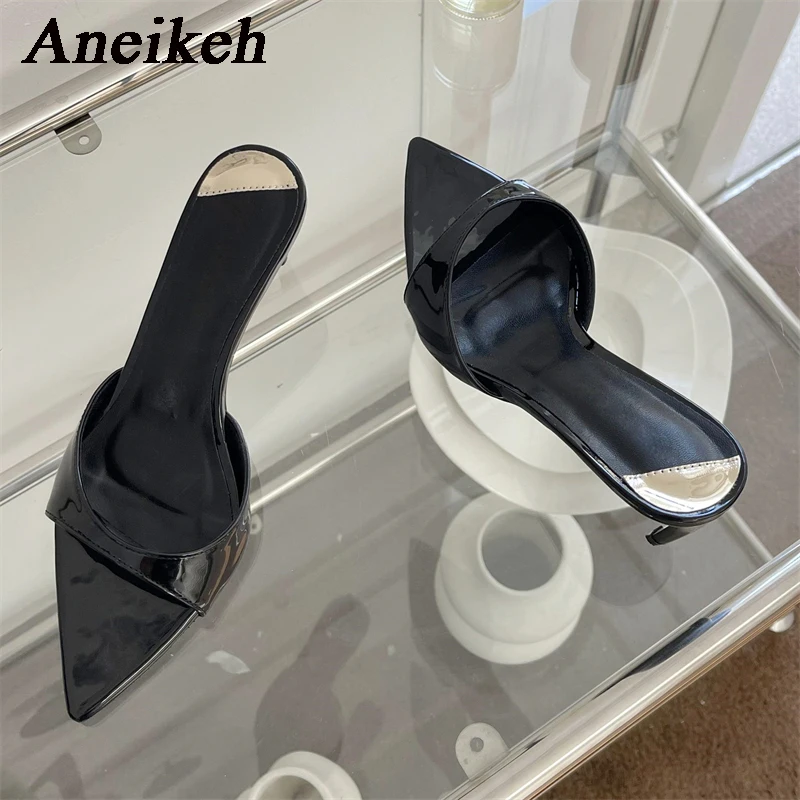 Aneikeh PU Slim High Heels – Pointed Open-Toe Anti-Slip Mules 3
