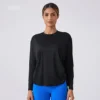 Lemon Breathable Quick-drying Yoga Tops Drawstring Pleated TEE Loose Comfortable Round Neck Outdoor Sports Long-sleeved Shirt 5