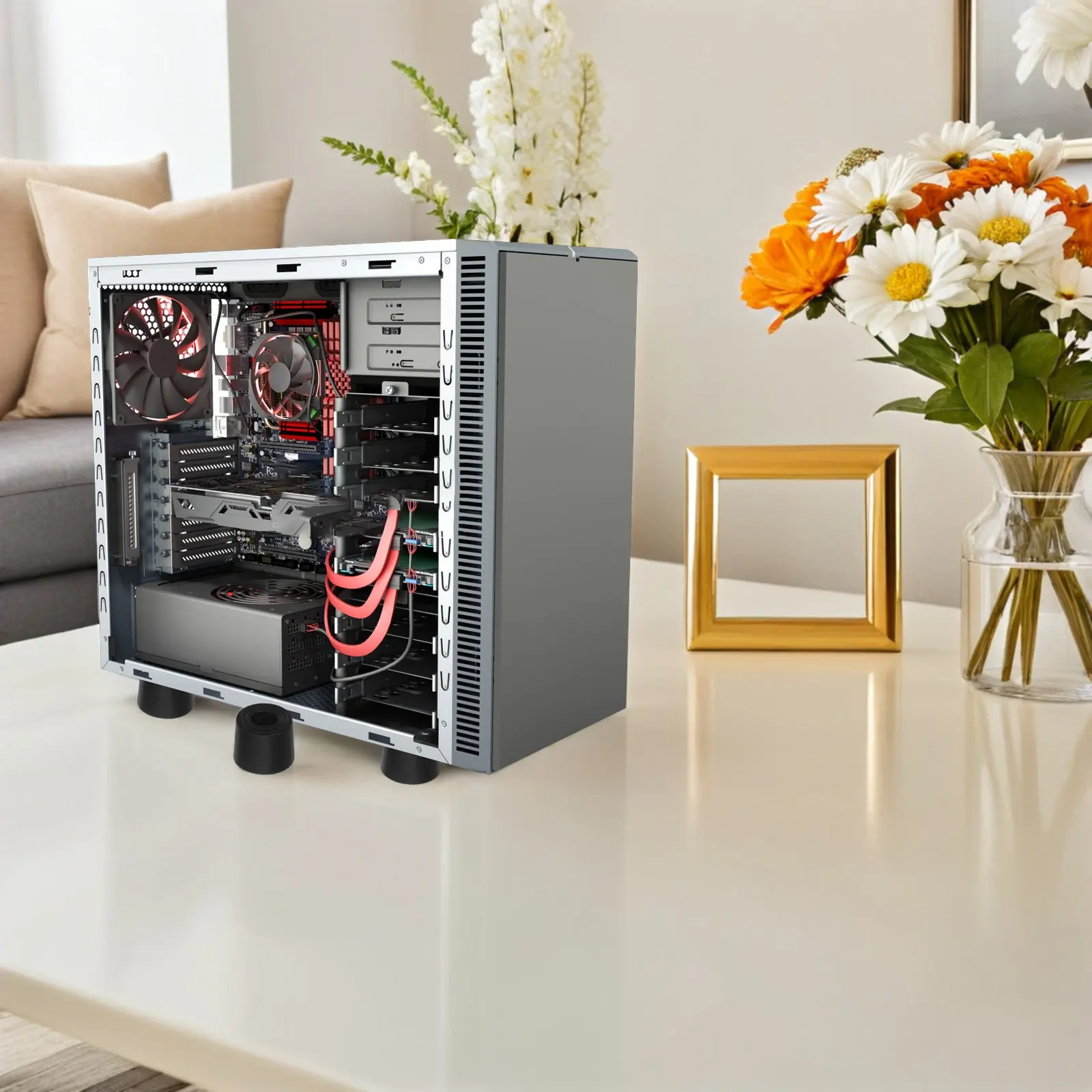 20개 컴퓨터 케이스 다리 패드, 진동 방지 교체용 받침, 8mm 구멍 직경, 충격 흡수 매트, PC 스탠드 미끄럼 방지 섀시용