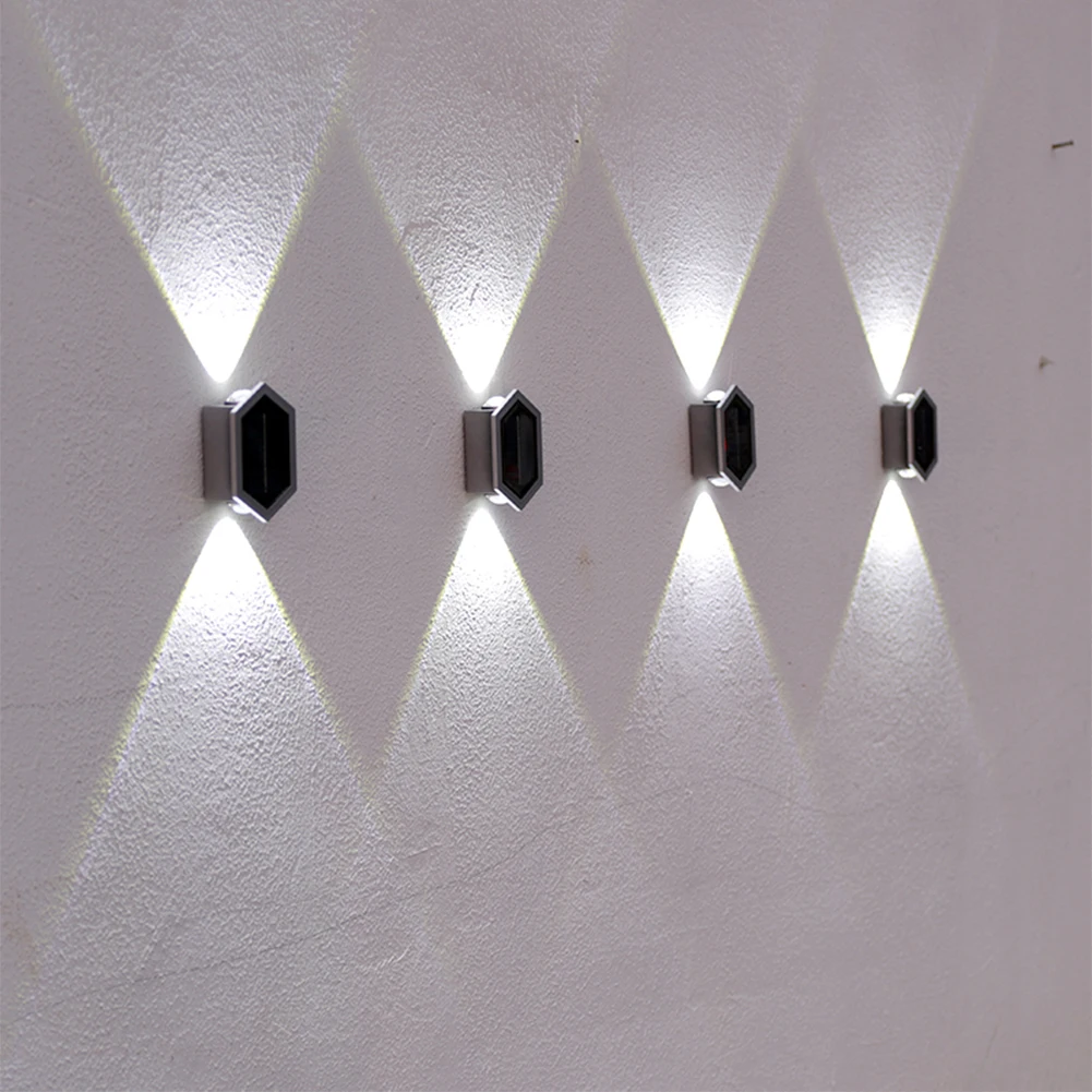 Solar LED Outdoor Night Light Plastic Wall Spotlight Waterproof Sensory Switch Easy Installation Adjustable for Courtyard Park
