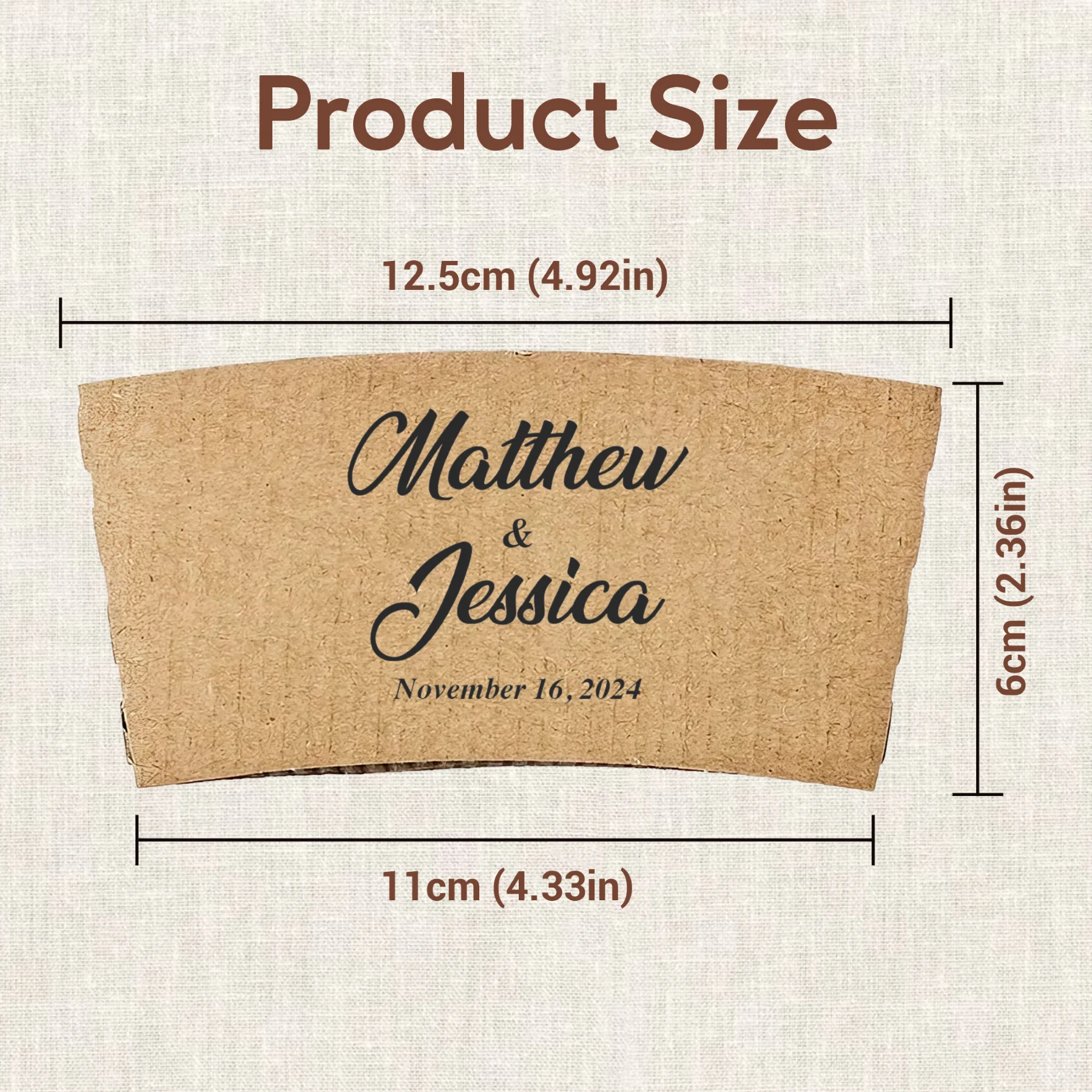 Personalized Coffee Cup Sleeves Disposable Brown Kraft Heat-Insulated Cup Covers Custom... - SKU CCS01229 - UGI Packaging