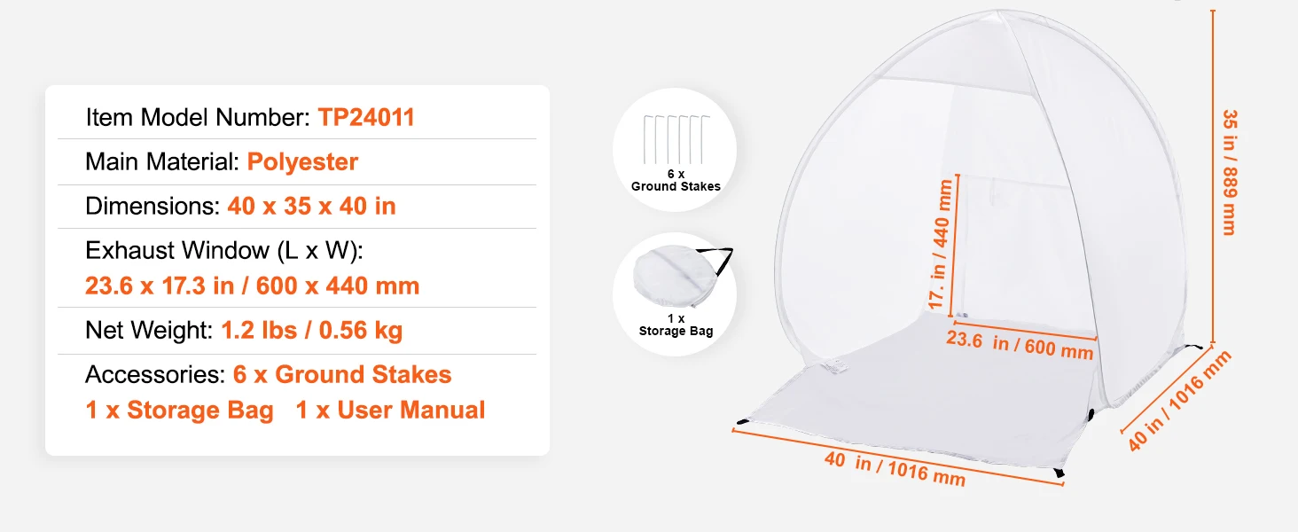 Spray paint tent specifications