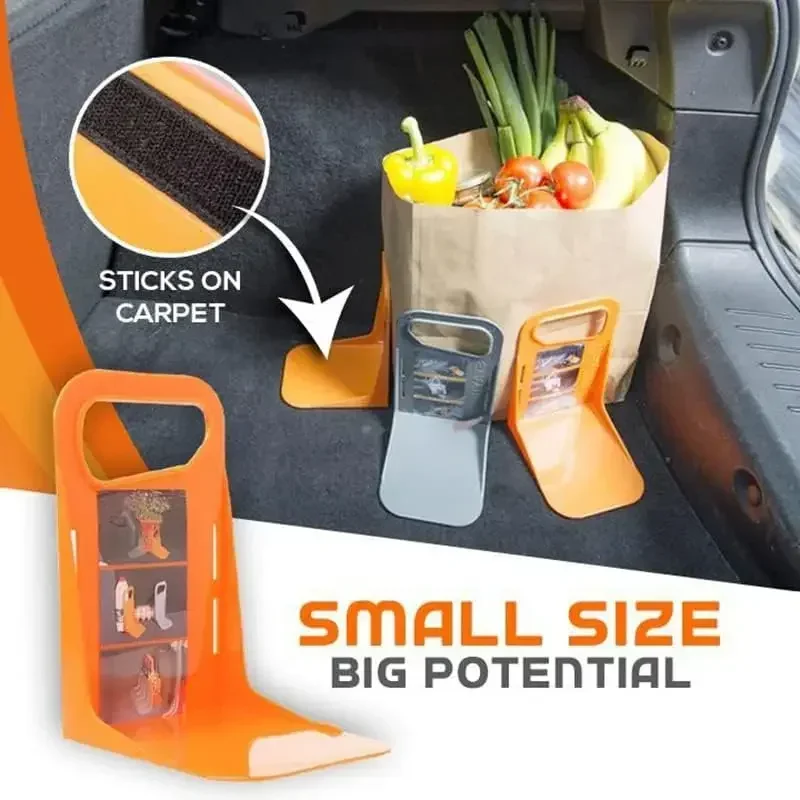 PP Car Trunk Storage Organizer Rack Orange Gray
