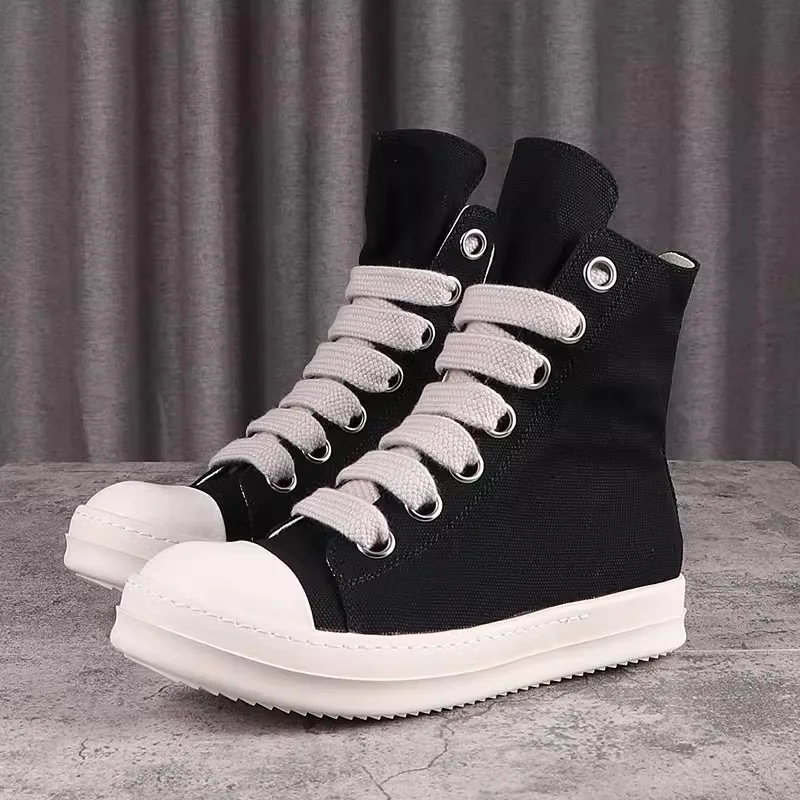 

High street Top Quality Designer Sneaker Owens Big Size Men High-top Canvas sneakers board Shoes Women Rick casual Style Shoes