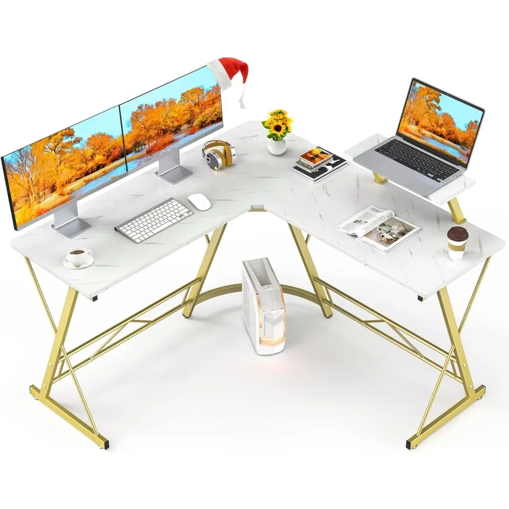 L Shaped Desk Computer Corner Desk, Home Gaming Desk, Office Writing Workstation with Large Monitor Stand, Easy to Assemble f1 2mp 1080p outdoor camera two way voice wireless camera monitor waterproof 2 4g wifi camera for home security surveillance