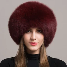  Hot Sale 100% natural Fox Fur Hat Women Cap Thick Fur Cap Winter Warm Hat Female Fashion For Women Hat With Earmuffs Hat 