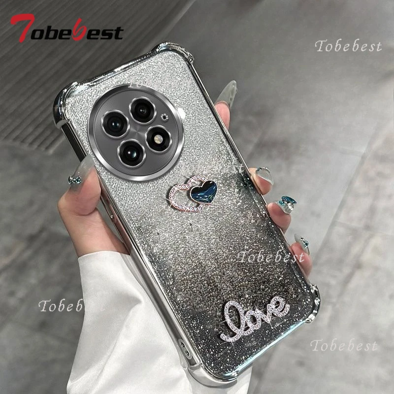 3D Love Shockproof Glitter Bead Bracelet Silicone Phone Case with Plating Finish