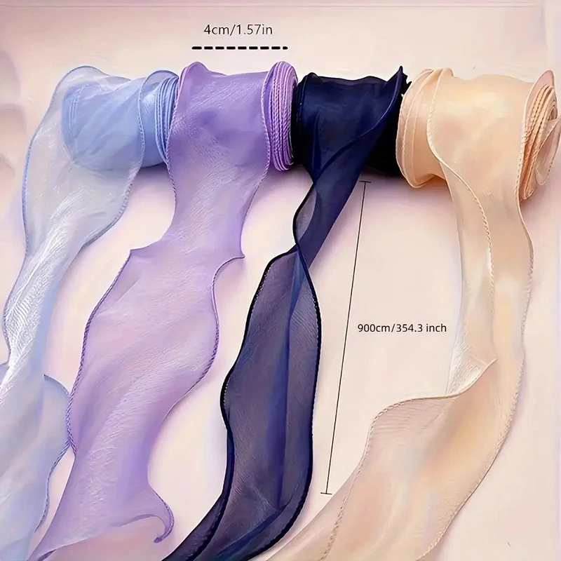 Wavy Edge Solid Color Yarn Ribbon for Crafting and Gift Packaging