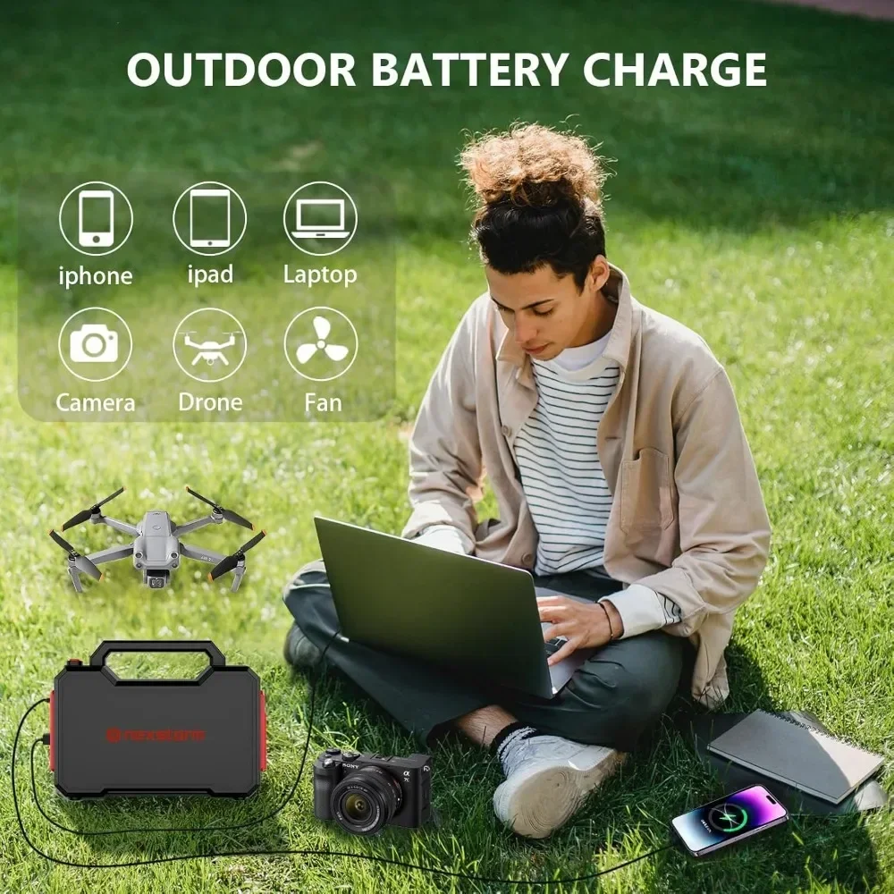 Portable Power Station,111Wh Camping Generator Backup Lithium Battery Power with 110V/100W AC Outlet DC USB