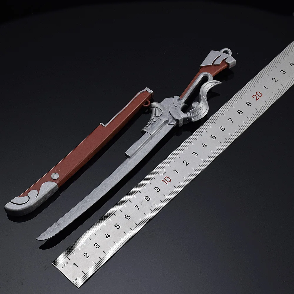 22cm Yasuo Flurry Wind Sword Western Cowboy Katana Lol Game Peripheral Cosplay Prop Mteal Ninja Samurai Knife Boys Toys Gift 4