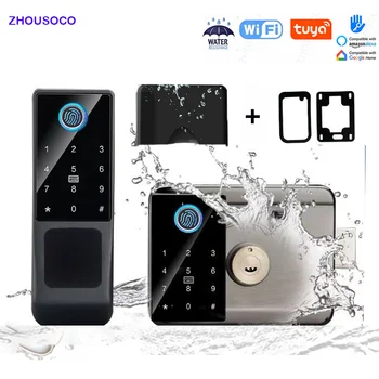 Tuya WIFI Version Double Side Fingerprint Lock Outdoor Gate Waterproof TTlock APP Passcode Rfid Card Keyless Smart Door Lock 1