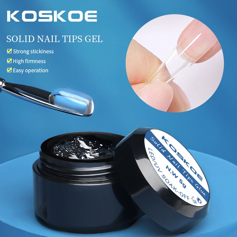 KOSKOE 4Pcs Clear Non Stick Hand Solid Nail Tips Glue Nail Art Extension Tips Glue No-Flowing Modelling Stick Tips Glue 3