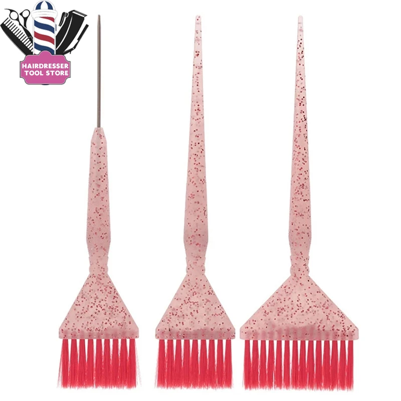 1Pcs Flash Pink Hair Dyeing Brush Professional Barber Hairdressing Coloring Tinting Combs Soft Fluffy Salon Hair Styling Tools