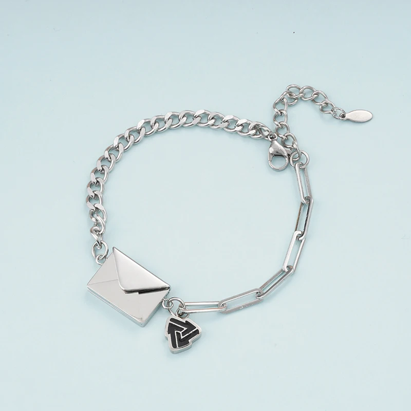 

Браслет-конверт из нержавеющей стали с кубинской цепью, браслет-конверт для мужчин, подарочное ювелирное изделие 2023