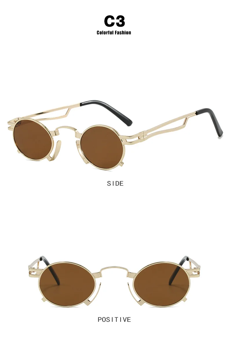 Punk Kleine Metall Runde Rahmen Frauen Sonnenbrille Luxus Marke Designer Männer Sonnenbrille Outdoor Sport Reise Brillen UV400 Unisex – Detail 12