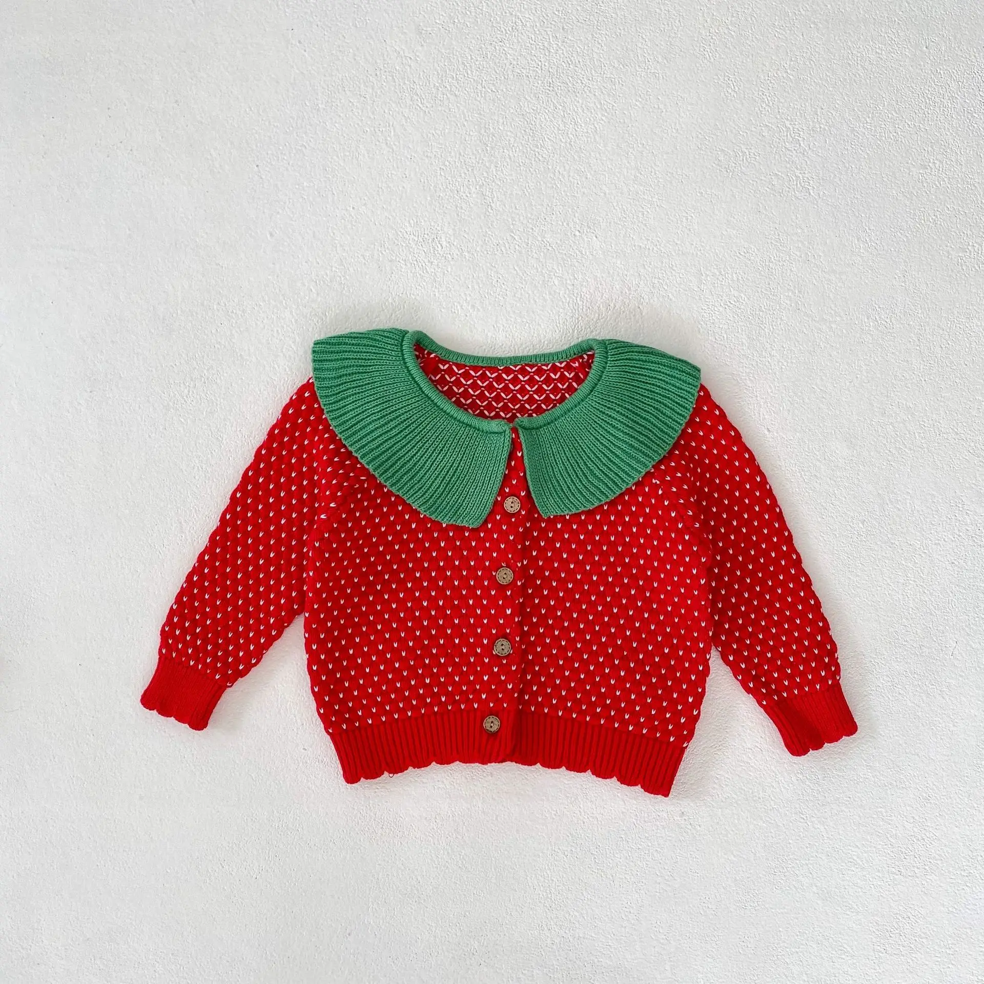 

Baby Sweater Spring Autumn Baby Girls Knitted Cardigan Sweater Strawberry Long Sleeve Knit Cardigan Coat Kids Casual Cotton Tops