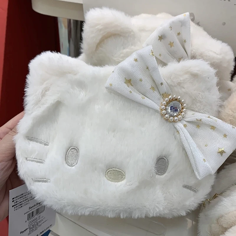 

Kawaii Hello Kitty, плюшевая косметичка, женская сумка для хранения в виде сердца, ручная сумка, новый мультяшный Sanrio Kitty, женский подарок